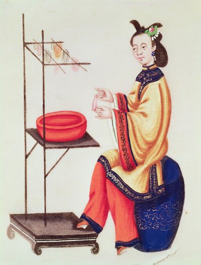 Une femme chinoise fabriquant une bobine, période Qianlong (1736-96) - Chinese School